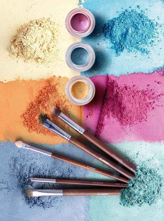 colored powders and brush
